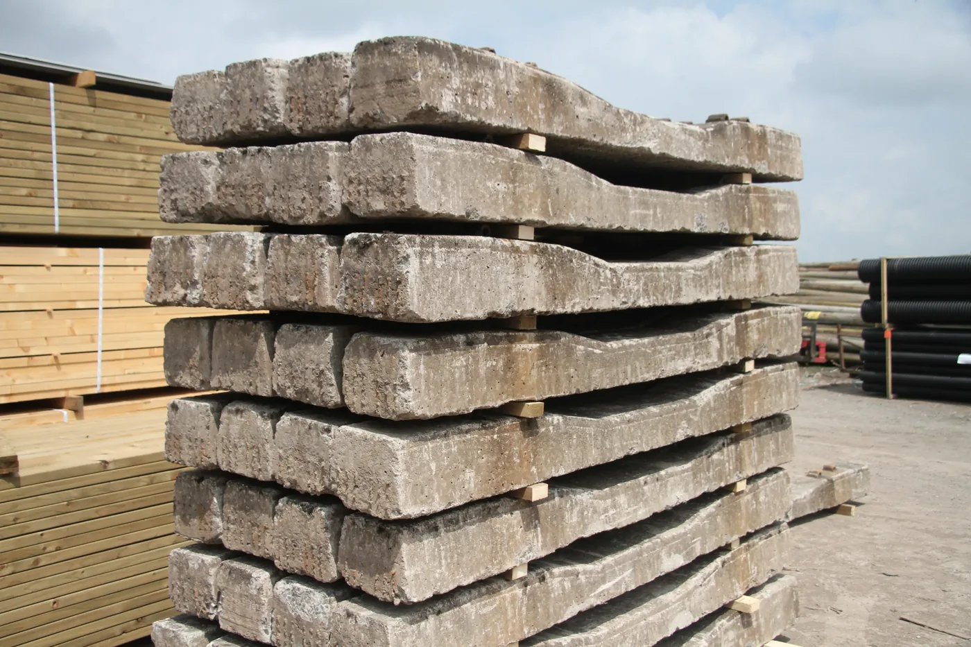 New and reclaimed oak railway sleepers at Reeves of Wem, Shropshire